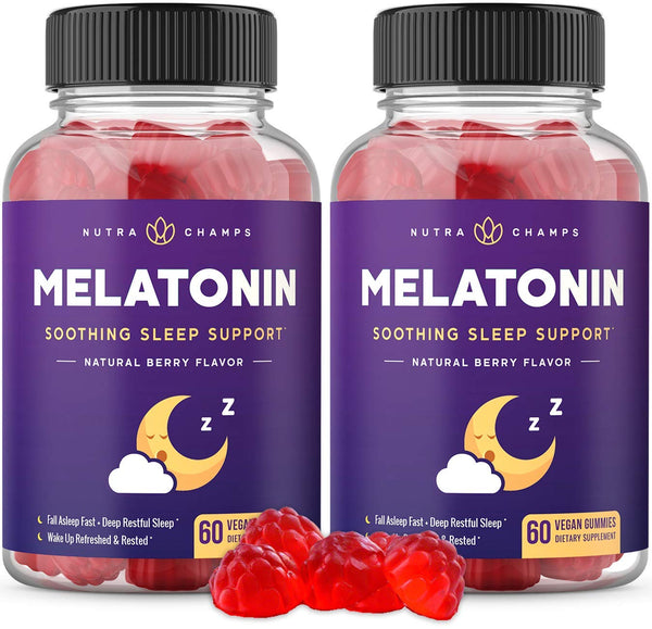 Melatonin Gummies for Kids & Adults | Natural Sleep Aid Drug-Free, Vegan Berry Flavor Kids Melatonin Gummy Supplement | 120 Sleep Gummies | 2.5mg, 5mg or 10mg Dose | Sleeping Pills Substitute (2-Pack)