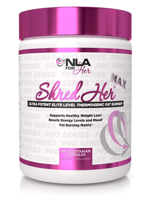 NLA for Her -Shred Her Max Thermogenic Fat Burner for Women - Raspberry Ketones, Caffeine, CLA, Konjac Root, Green Tea Extract, l-Carnitine - 30 Servings