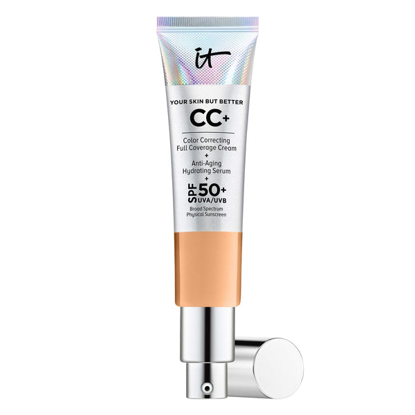 IT Cosmetics Your Skin But Better CC+ Cream, Neutral Tan (N) - Color Correcting Cream, Full-Coverage Foundation, Anti-Aging Serum & SPF 50+ Sunscreen - Natural Finish - 1.08 fl oz