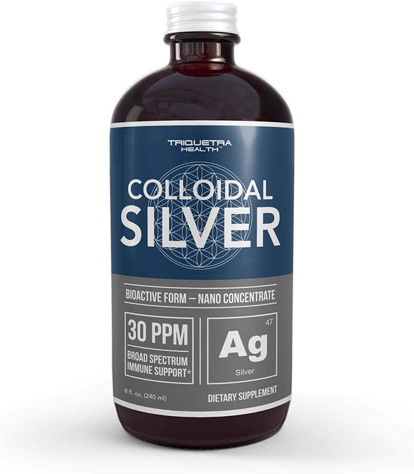 Bioactive Colloidal Silver - 8 oz, Glass Bottle, Vegan, Safe Doses with Highest Effectiveness - Nano Ions, 30 PPM - Immune Support (48 Servings)