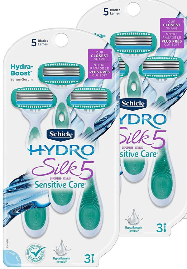 Schick Hydro Silk Disposable Razors for Women, 3 Count (Pack of 2)