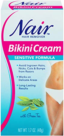Nair Sensitive Formula Bikini Cream With Green Tea Hair Remover By, 1.7 Ounce