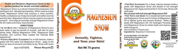 HEALTH AND WISDOM Magnesium Snow, 75 Gram