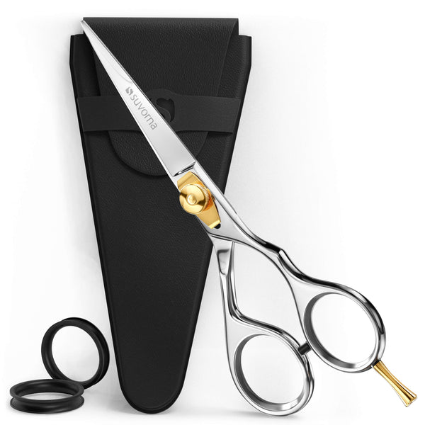 Suvorna Condor 5" Beard Scissors For Men Is A Perfect Tool For Your Mens Beard Grooming Kit For Men. These Beard Trimming Scissors Can Also Be Used As Moustache Scissors Comes With Tension Adjustment