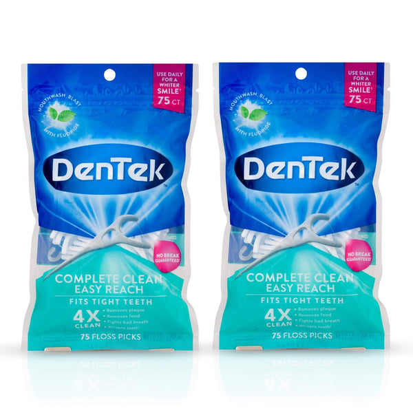 DenTek Complete Clean Fresh Mint Angled Floss Picks 75 ea (Pack of 2)
