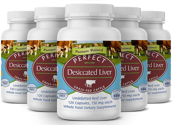 Perfect Supplements ýýý Perfect Desiccated Liver ýýý 120 Capsules ýýý Undefatted Beef Liver ýýý Natural Source of Protein, Iron, Vitamins A & B ýýý 5 Pack