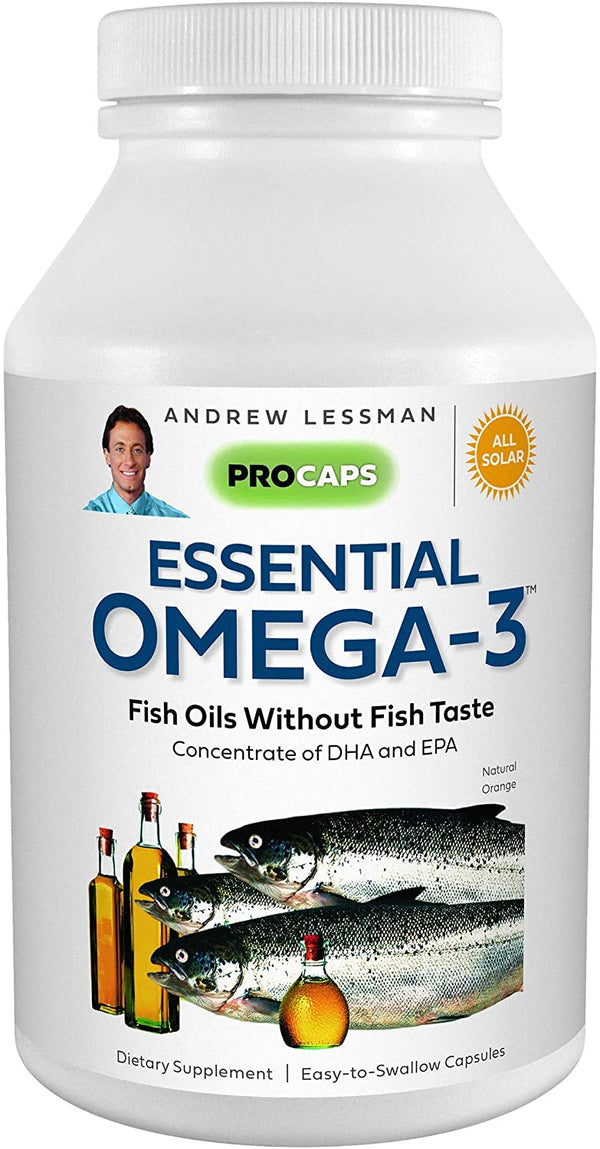 Andrew Lessman Essential Omega-3 Orange - 180 Softgels - Ultra-Pure, High Potency Omega-3 Oils. High DHA, No Stomach Upset, No Contaminants, No Mercury. Small Easy to Swallow Softgels