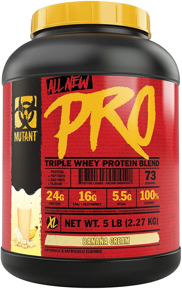 Mutant Pro - Triple Whey Protein Powder Supplement - Time-Released for Enhanced Amino Acid Absorption - Decadent Gourmet Flavors (Banana Cream, 5 lbs)