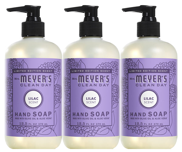 Mrs. Meyer €™s Clean Day Liquid Hand Soap, Lilac Scent, Limited Edition Scent Made with Olive Oil & Aloe Vera, Cruelty Free Hand Soap, 12.5 FL OZ (Pack of 3)