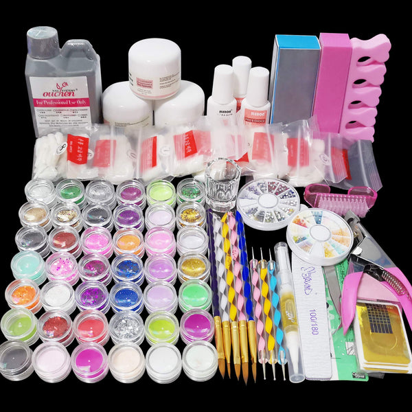 Latorice Acrylic Nail Kit with everything, Nail Art Set Acrylic Powder And Liquid Brush Glitter File French Tips Nail Art Decoration Tools