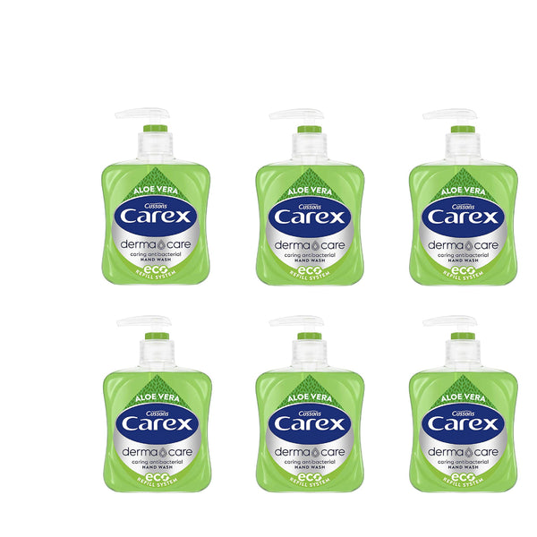Carex Dermacare Aloe Vera Antibacterial Hand Wash Pack of 6, Cleansing Hand Soap that's gentle and Protects Hands, Antibacterial Soap with Added Moisturisers, Aloe Vera Soap, 250 ml (Pack of 6)