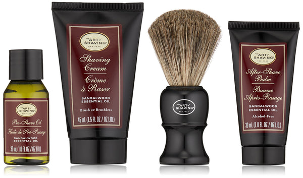 The Art of Shaving Shaving Kit for Men - 4 Elements of the Perfect Shave with Shaving Cream, Shaving Brush, After Shave Balm, & Pre Shave Oil, Sandalwood