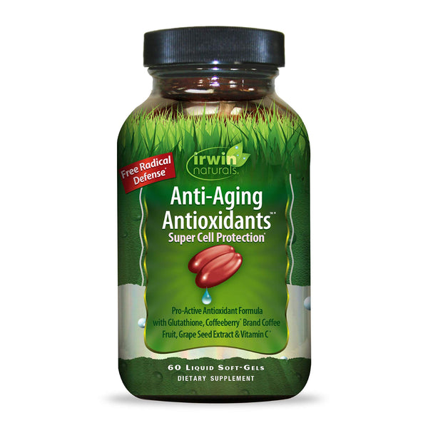 Irwin Naturals Anti-Aging Antioxidants - Free Radical Defense with Glutathione, Grape Seed Extract & Coffee Berry - 60 Liquid Softgels
