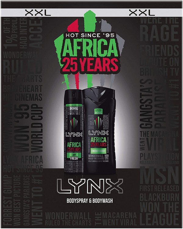 Lynx Africa DUO Gift Set XXL, The Perfect Present For Men, Boys And Teenagers, Duo Pack Shower Gel And Deodorant Body Spray, For Long Lasting Odour Protection And A Clean And Fresh Fragrance