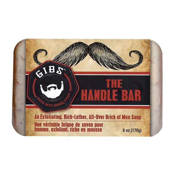 GIBS Grooming Handle Bar Body Soap For Men- Exfoliator & Cleanser, Ultra-Moisturizing All In one bar soap formula. With Citrus, Oak & Basil Fragrance, 6 oz.