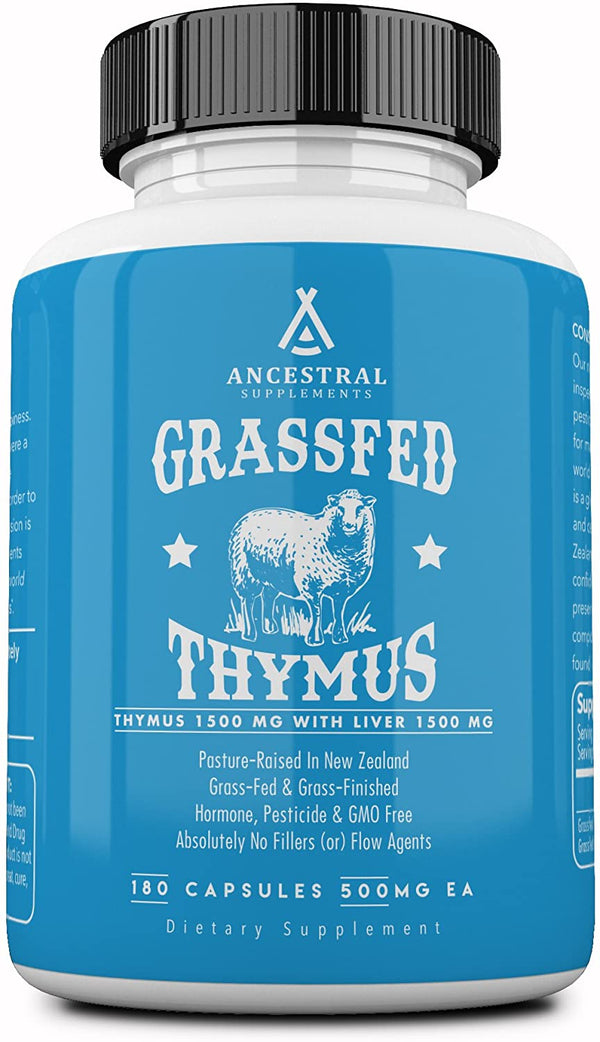 Ancestral Supplements Grass Fed Thymus Extract (Glandular) ýýý Supports Immune, Histamine, Allergy Health (180 Capsules)