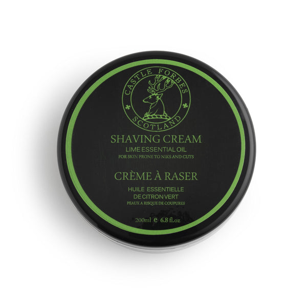 Castle Forbes Lime Shaving Cream 200 ml Tub - No Parabens; No Artificial Colours or Fragrances; No Animal Testing