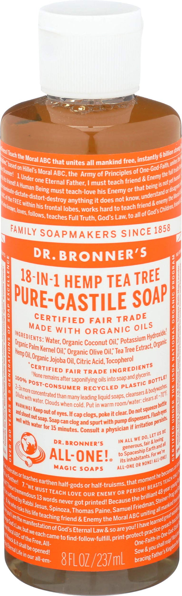 Dr. Bronner'S Castile Liquid Soap-Tea Tree - 8 Oz - Liquid