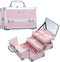 Frenessa Makeup Box Cosmetic Case Organiser Beauty Storage Train Case Vanity Box with Mirror Lockable with Keys