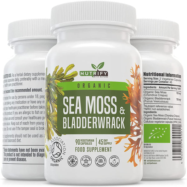 90 Sea Moss and Bladderwrack Capsules.Wild Harvested,Non GMO. Zero Fillers or Additives. Dr Sebi