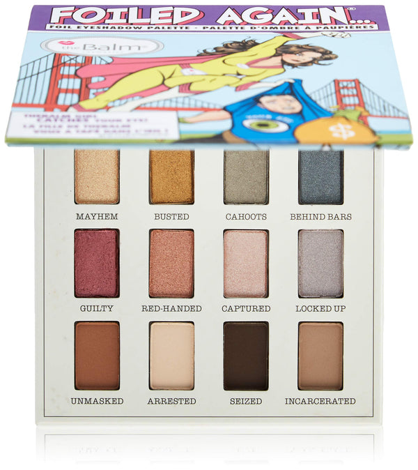 theBalm Foiled Again Eye Shadow Palette, Long-Lasting, Pigmented Matte, Supernatural Shine, Wet or Dry Formulas, Reflective Finishes, Multi-Color 0.34 oz