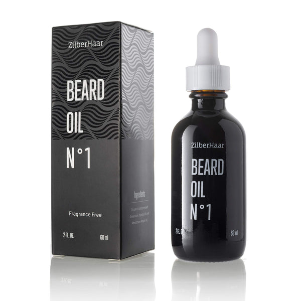 ZilberHaar Beard Oil №1 & Leave In Conditioner - Fragrance Free - 100% Pure Natural Organic Moroccan Argan Oil and American Jojoba Oil For Beards and Moustaches for Natural Growth and Hydration - 2 oz