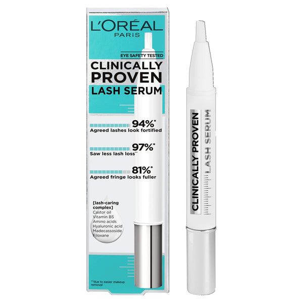 L'Oreal Paris Clinically Proven Lash Serum for Stronger, Thicker-looking lashes, Enriched with Castor Oil and Hyaluronic Acid