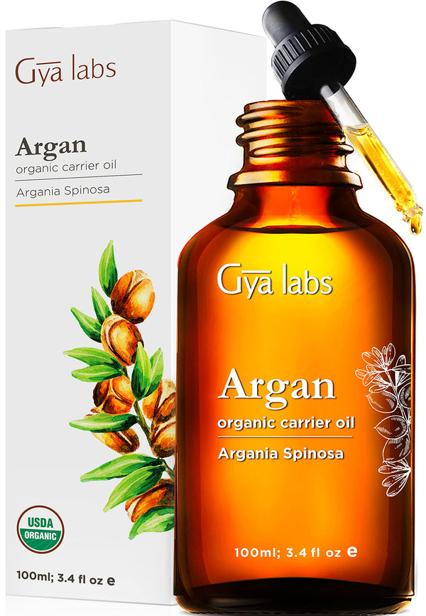 Gya Labs Organic Moroccan Argan Oil for Hair and Skin - Reduce Frizzy Hair and Dry Scalp, Boost Hair Growth - Moisturize Dry Skin - 100 Pure, Natural and Cold Pressed Carrier Oil Hair Oil - 100ml