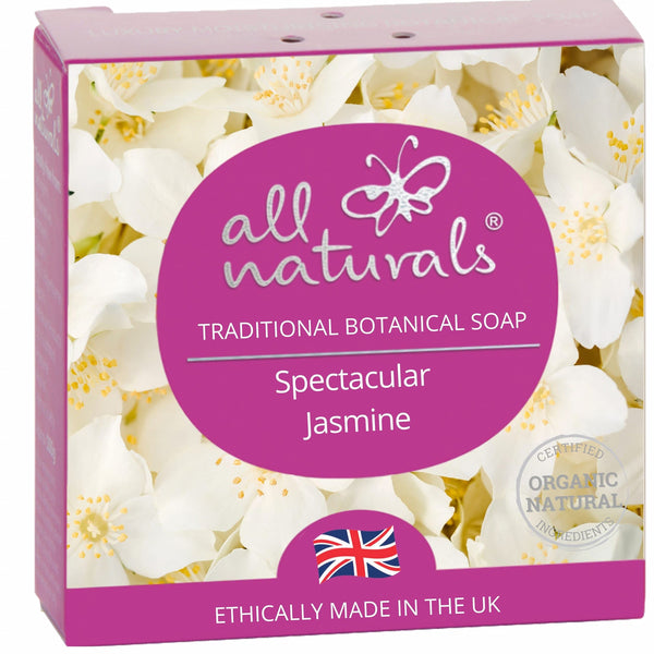 All Naturals, Soap Jasmine, Organic, Vegan, Eco-friendly with Rejuvenating Shea Butter, Jojoba Oils for Sensitive Skin, Scented with Aromatherapy Essential Oils, 100g