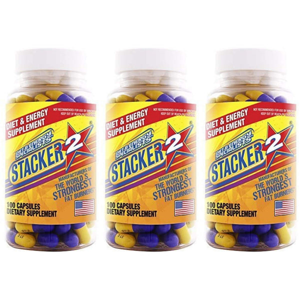 Stacker 2 Fat Burner Capsules, Ephedra Free, 100-Count Bottle (Pack of 3)