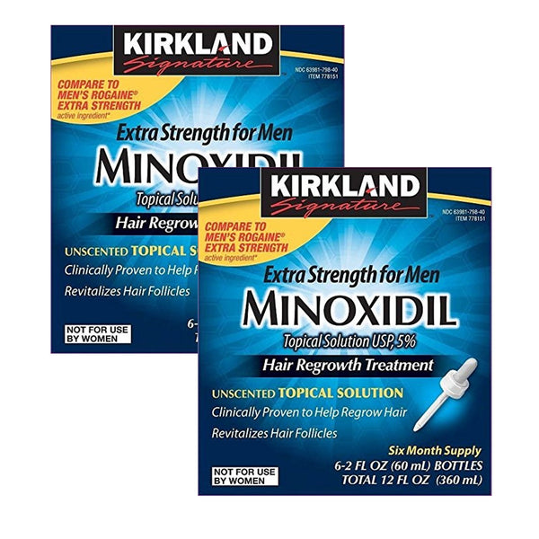 Kirkland Signature Minoxidil for Men 5% Minoxidil Hair Regrowth Treatment 12 Months Supply Unscented 1 Year, White