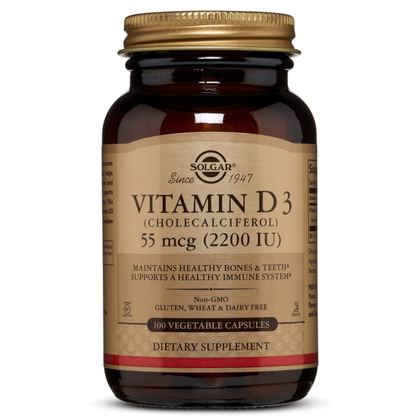 Solgar Vitamin D3 (Cholecalciferol) 55 mcg (2200 IU) Vegetable Capsules - 100 Count