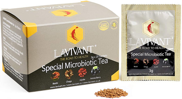 Special Microbiotic Tea 20 with Korean Red Ginseng Extract, Korean Reishi Extract, Chaga Mushroom Extract, Jujube Extract and Aronia Berry Extract