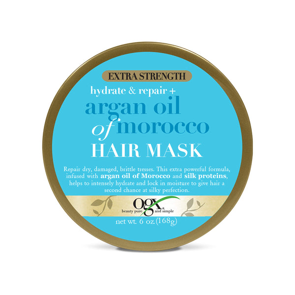 OGX Extra Strength Hydrate & Repair + Argan Oil of Morocco Hair Mask, Deep Moisturizing & Conditioning Treatment to fro Dry Damaged Hair, Paraben-Free, Sulfated-Surfactants Free, 6 oz