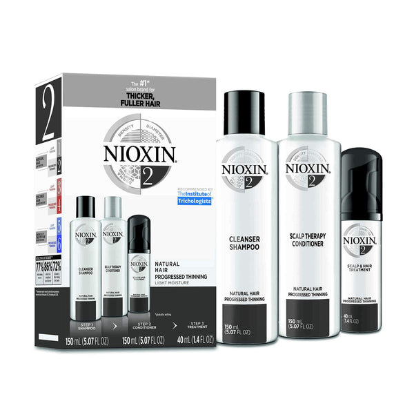 Nioxin System 2 Hair Care Kit for Natural Hair with Progressed Thinning, 3 Count