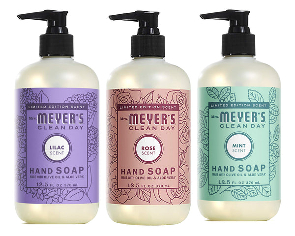 Mrs. Meyer's New Spring Scent Variety, 1 Rose, 1 Lilac, 1 Mint, 1 CT