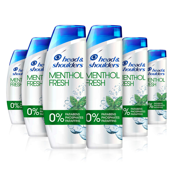 Head & Shoulders Menthol Fresh Mint Shampoo 500 ml, Pack of 6, Clinically Proven Deep Clean, UK #1 Shampoo