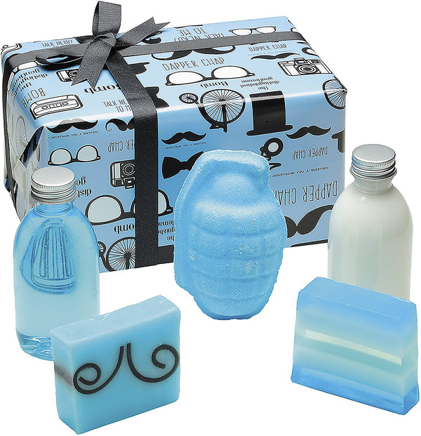 Bomb Cosmetics The Distinguished Gentleman Handmade Wrapped Bath, Body & Shower Gift Pack, Contains 5-Pieces
