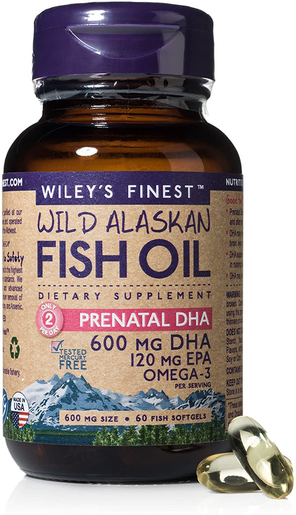 Wileyýýýs Finest Prenatal DHA 720mg EPA + DHA Omega-3 Natural Wild Alaskan Fish Oil Food Supplement 60 Capsules