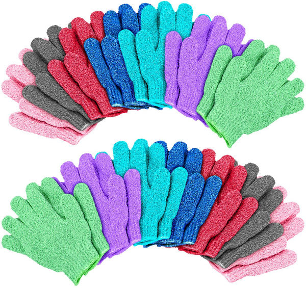 Duufin 14 Pairs Exfoliating Gloves Bath Gloves Body Scrubber Glove for Women Men Shower Spa Massage Dead Skin Cell Remover