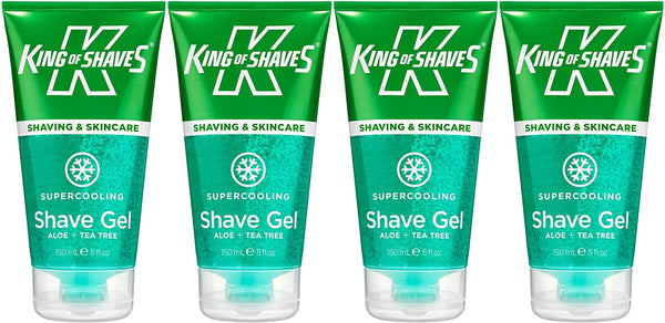 King of Shaves Supercooling Aloe Vera Low Foam Shaving Gel for Men 150ml QUAD PACK