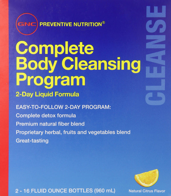 GNC Preventive Nutrition Complete Body Cleansing Program - Natural Citrus Flavor, 2 16oz Bottles, 2-Day Detox of Natural Fiber Blend