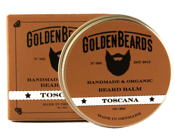 Organic Beard Balm -Toscana - 30ml - 100% Natural *Golden Beards* | Jojoba & Argan & Apricot Oil, Moisturise Your Beard and Skin, Best Softener Product and The Perfect Beard Gift Set or Beard kit
