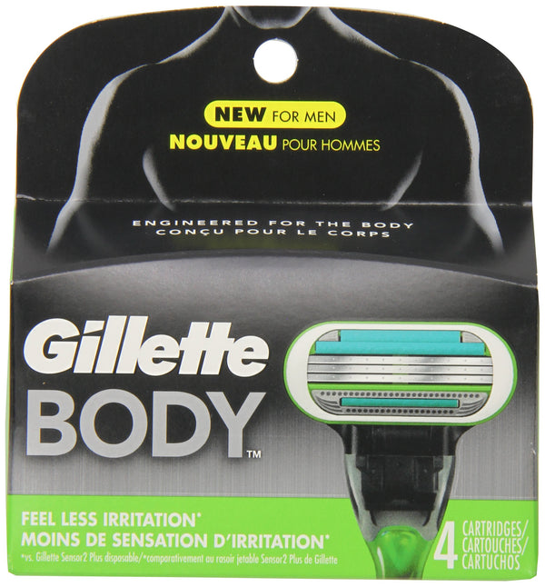 Gillette Body Men's Razor Blade Refills, 4 Count, Mens Razors / Blades