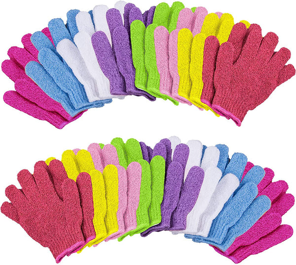 Duufin 16 Pairs Exfoliating Gloves Body Scrubber Bath Gloves Scrubbing Glove for Shower, Spa, Massage, Body Scrubs and Dead Skin Cell Remover, 8 Colours