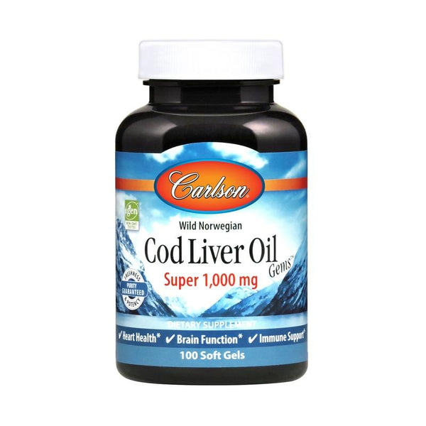 Carlson Labs Cod Liver Oil Super 1000 100 Soft Gels