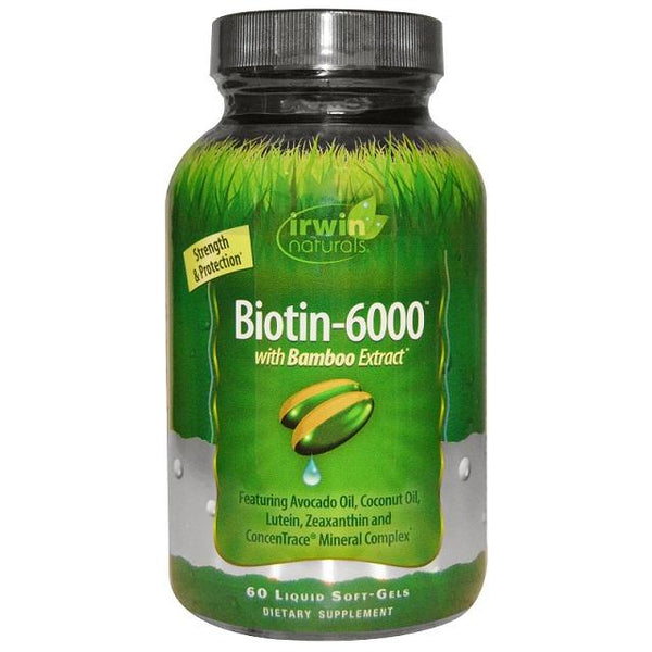 Irwin Naturals Biotin 6000 with Bamboo Extract, 60 Softgels