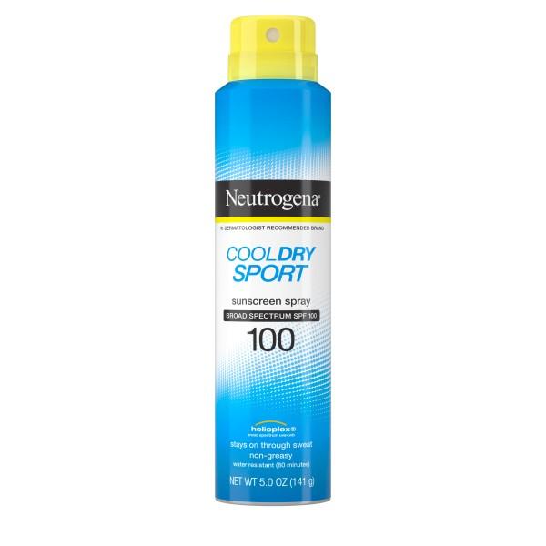 Neutrogena  CoolDry Sport Fullreach Sunscreen Spray with Broad Spectrum SPF 100, Lightweight & Water-Resistant, Oil-Free & PABA Free 5  oz