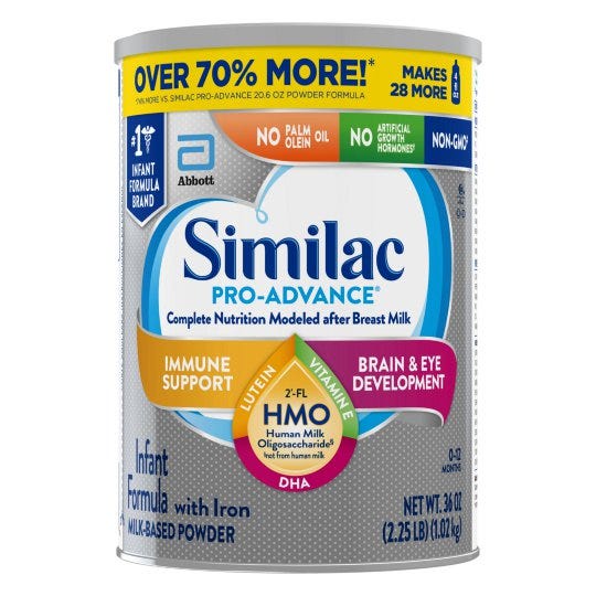 Similac Pro-Advance Infant Formula with Iron with 2’-FL HMO for Immune Support, Non-GMO, Baby Formula Powder, 36-Ounce